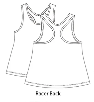 Racerback tank length option for Dynamite crop custom design