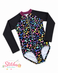 Sleeved Zipsuit (lion print rainbow)